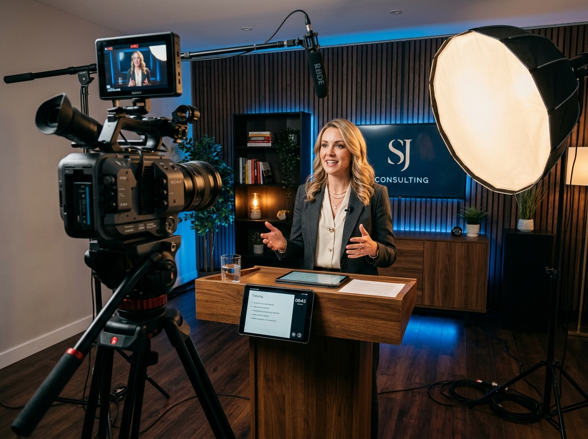 Professional Coach Recording Video in Modern Studio